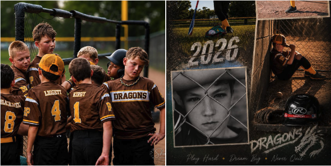 Dragons 2026 youth baseball team portraits by Shai'bug Photography